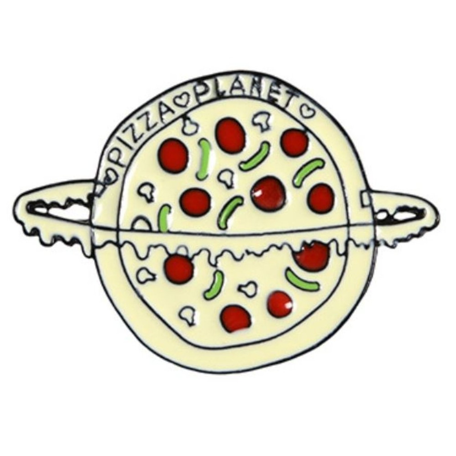 Pizza Planet With Rings Space Pin Brooch